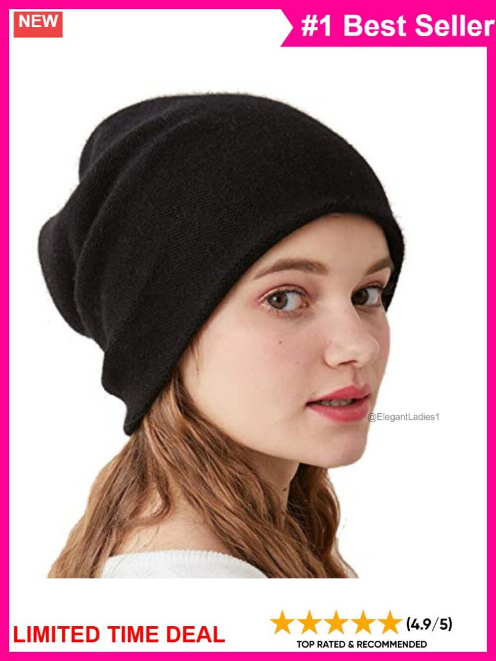 100% Cashmere Double Layer Beanie Ski Snow Winter Hat Gift Box